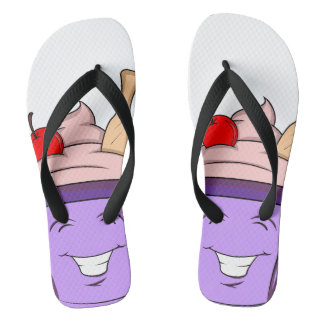 Sommer-Sandalen mit kawaii-Eis-Muster und Gesicht Flip Flops