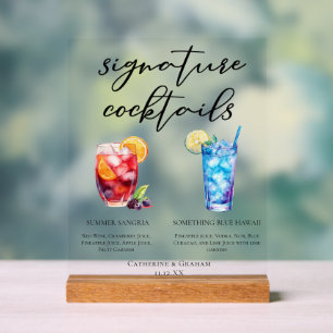 Sommer Sangria Blue Beach Pool Signature Cocktails Acrylschild