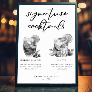 Sommer Sangria Mojito Schwarz Weiß Cocktails Poster