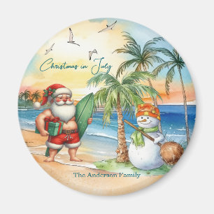 Sommer-Santa & Schneemann-Weihnachten im Juli Magnet