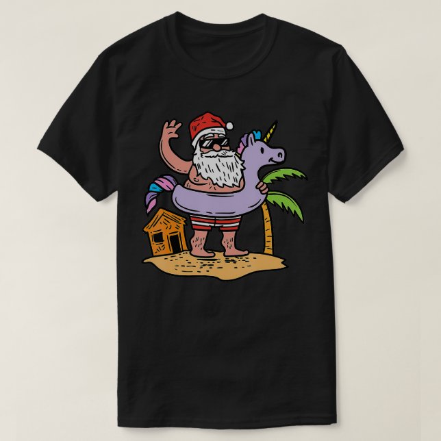 Sommer Santa Unicoro Floater Weihnachten Juli T-Shirt (Design vorne)