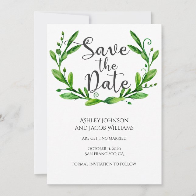 Sommer Save the Date. Hochzeitsankündigung im Gart Date (Vorderseite)