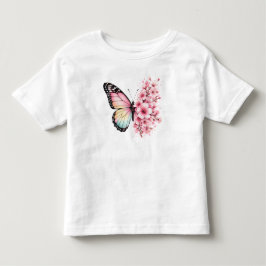 Sommer-Schmetterling-Blumen-Aquarell-Blumendesign Kleinkind T-shirt