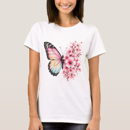 Sommer-Schmetterling-Blumen-Aquarell-Blumendesign T-Shirt