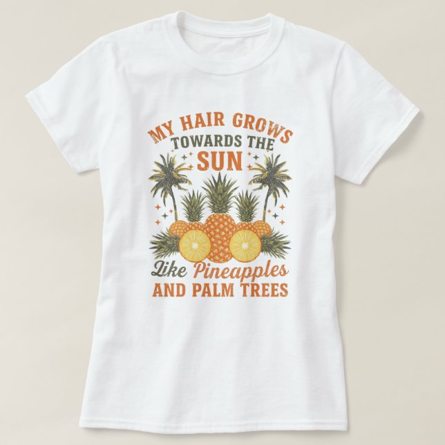 Sommer Schwarze Haar Würdigung Tropisches Kundensp T-Shirt (Design vorne)