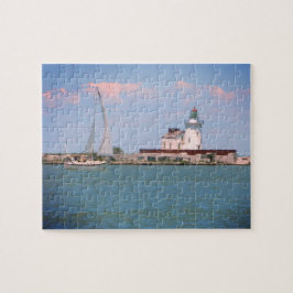 Sommer-Segelboot-und Leuchtturm-Puzzlespiel Puzzle