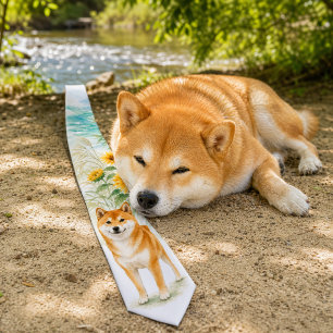 Sommer-Shiba-Inu-Aquarell-Krawatte Krawatte