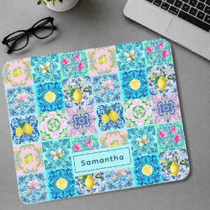 Sommer Sicilianisch Türkis farbenfrohe Azulejo Ama Mousepad