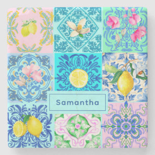 Sommer sizilianisch türkis bunt azulejo Amalfi Steinuntersetzer