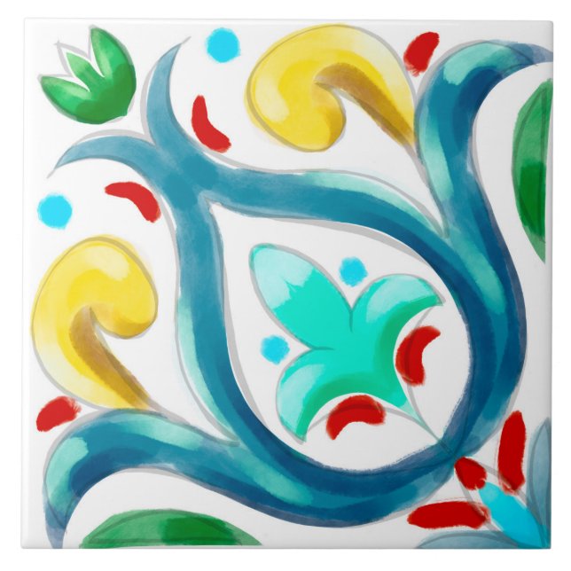 Sommer, sizilianische Fliesen, Majolika, Keramik F Fliese (Vorderseite)