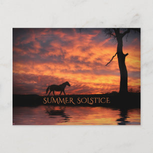 Sommer Solstice Litha Pferd und Sonnenaufgang Postkarte