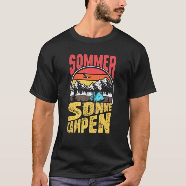 Sommer Sonne Campen Sunset Retro Berge Wandern T-Shirt (Vorderseite)