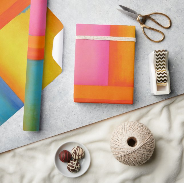 SOMMER, SONNE & SEE - Rosa Gelb Abstrakte Kunst Geschenkpapier (Kunsthandwerk)