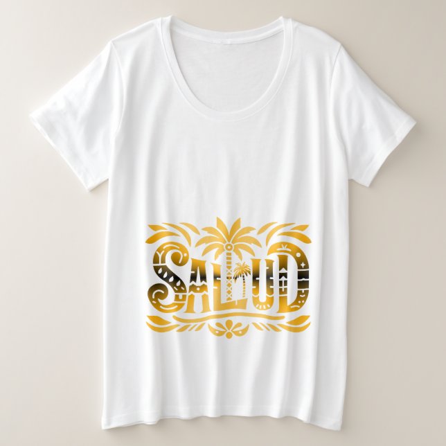 Sommer Sonne und Meer - Salud - Palmendekor Große Größe T-Shirt (Design vorne)