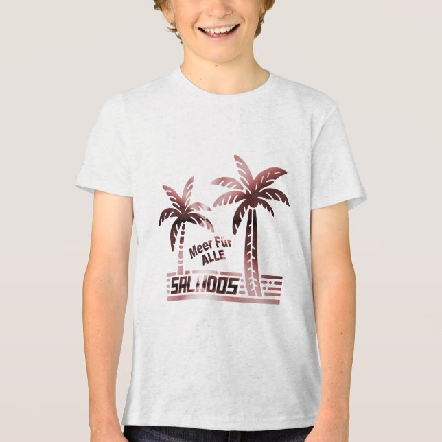 Sommer Sonne und Meer - Saludos - Palmendekor Tri-Blend Shirt (Vorderseite)