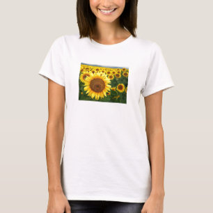 Sommer-Sonnenblume-Damen-Spaghetti-Spitze T-Shirt
