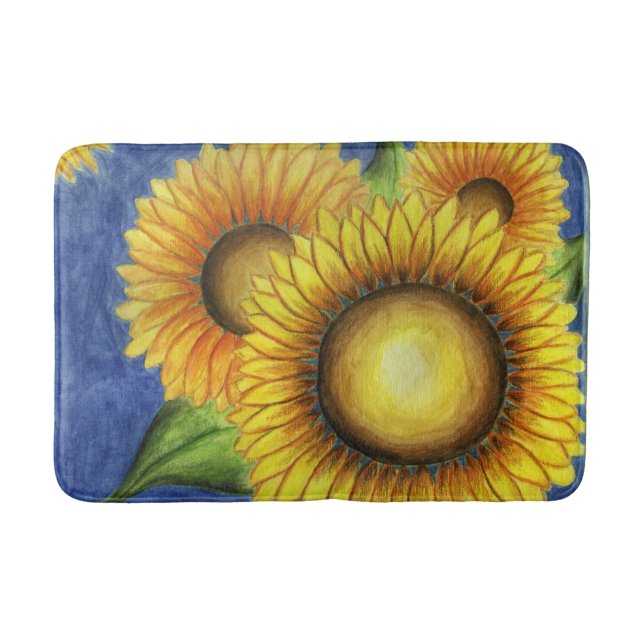 Sommer Sonnenblumen Bad Mat Rug Geschenk Badematte (Vorderseite)