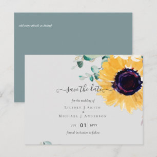 Sommer-Sonnenblumen-Eukalyptus-Grünzeug-Hochzeit Postkarte