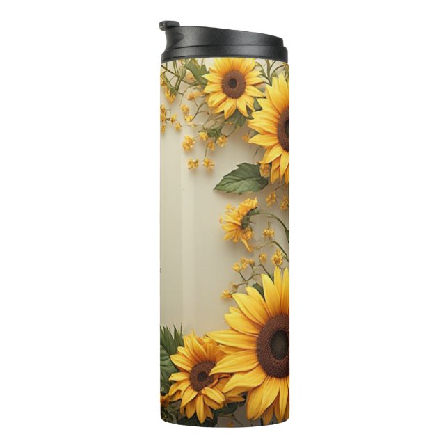 Sommer-Sonnenblumen-Gartengestaltung Thermosbecher (Nach rechts gedreht)