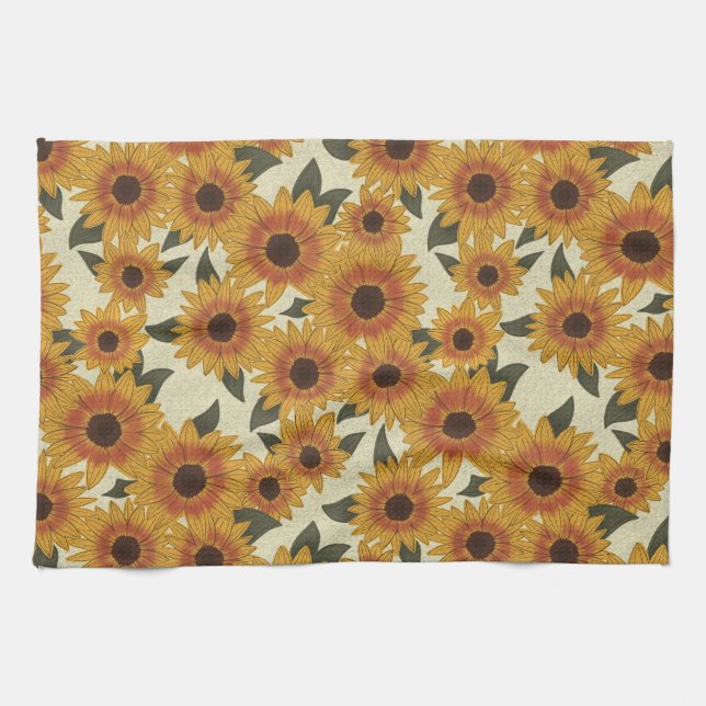 Sommer Sonnenblumen Geschirrtuch (Horizontal)