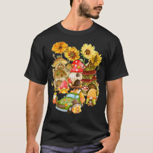 Sommer Sonnenblumen Gnomes Village Garden Damen T-Shirt