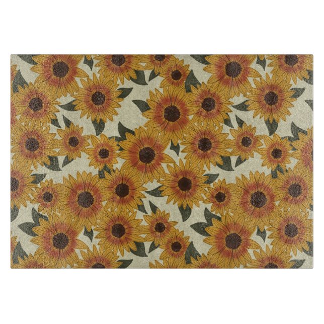 Sommer Sonnenblumen Schneidebrett (Vorderseite)