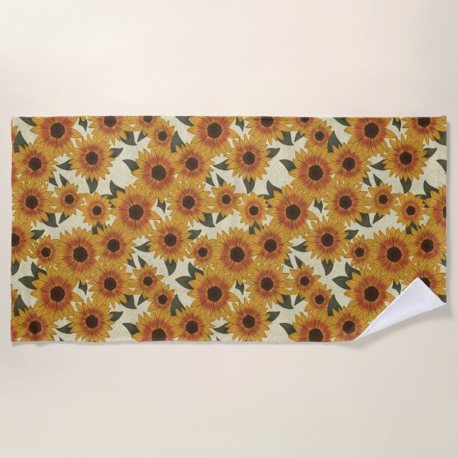 Sommer Sonnenblumen Strandtuch (Vorderseite)