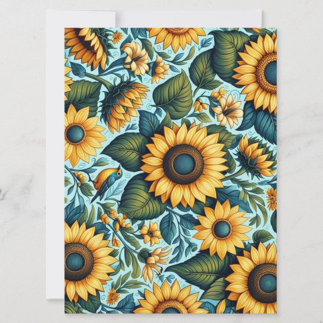 Sommer/Sonnenblumen/Vogel Feiertagskarte (Vorderseite)