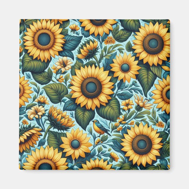 Sommer/Sonnenblumen/Vogel Magnet (Vorne)