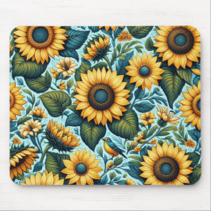Sommer/Sonnenblumen/Vogel Mousepad