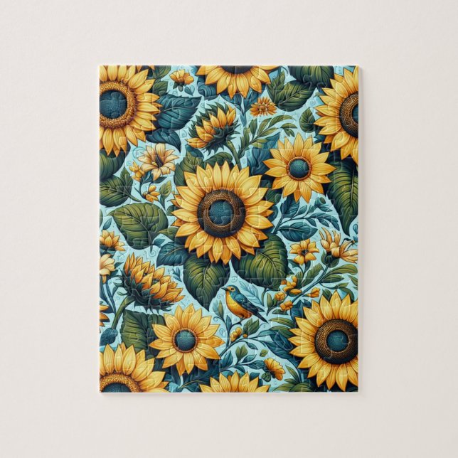 Sommer/Sonnenblumen/Vogel Puzzle (Vertikal)