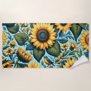 Sommer/Sonnenblumen/Vogel Strandtuch