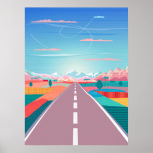 Sommer Sonnenuntergang, Straßenfahrt bis Rocky Mou Poster