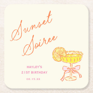 Sommer-Sonnenuntergangs-Soiree-Party Rechteckiger Pappuntersetzer