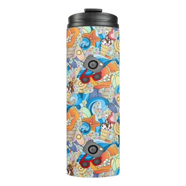 Sommer-Spaß-Muster Thermosbecher (Vorderseite)