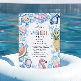 Sommer-Spaß-Poolparty-Geburtstag Einladung