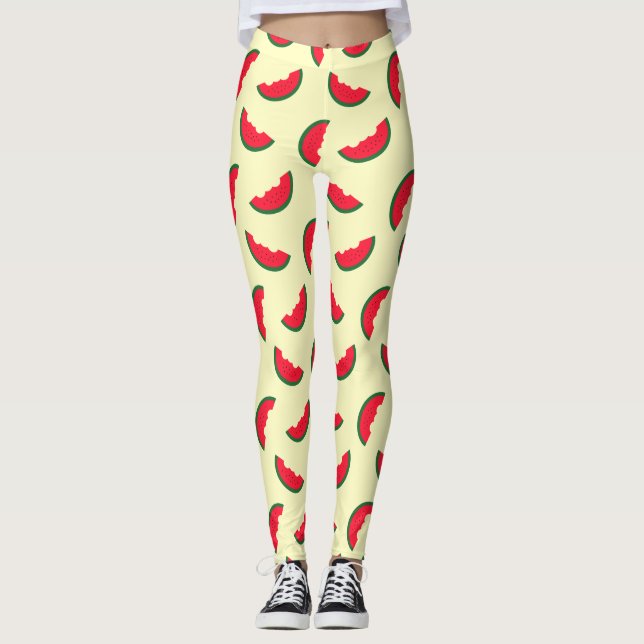 Sommer-Spaß-rotes Wassermelone-Gelb-Muster Leggings (Vorderseite)