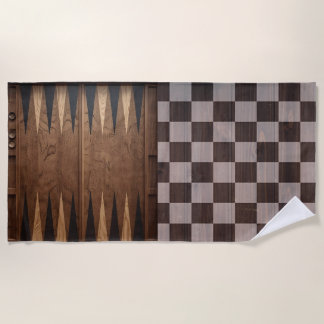 Sommer-Spiele – Schach-, Dame- & Backgammon-Design Strandtuch