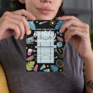 Sommer-Splash-Geburtstags-Tennisparty Postkarte