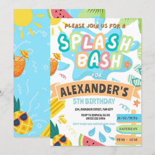 Sommer-Splash-Poolparty-Jungen-Bash-Wasserpark Einladung