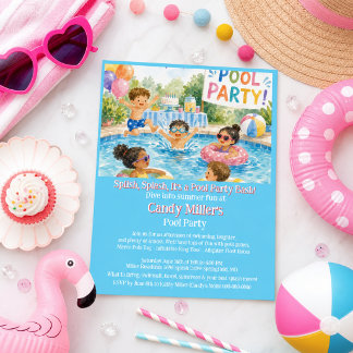 Sommer-Splash-Poolparty-Mädchen-Geburtstags-Einlad Flyer