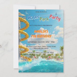 Sommer-Splash-Wasserpark Kindergeburtstag Einladung