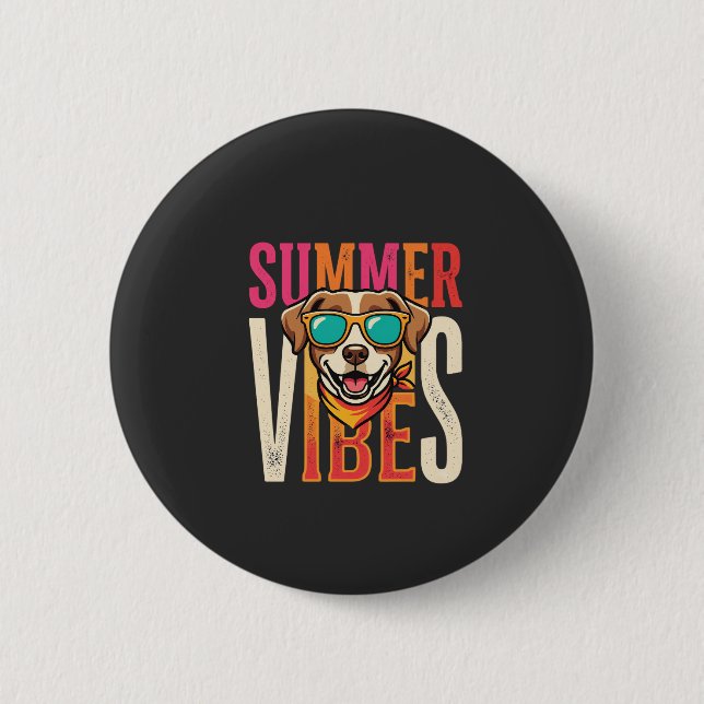 Sommer Stimmung Hund Sonnenbrille Button (Vorderseite)