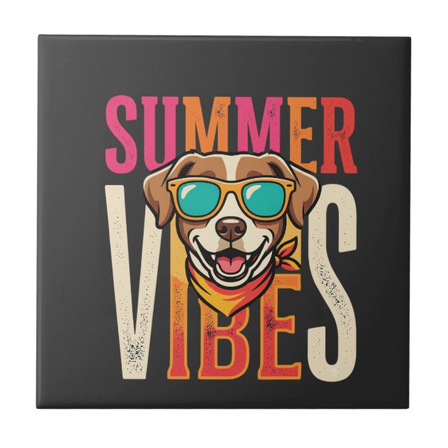Sommer Stimmung Hund Sonnenbrille Fliese (Vorderseite)
