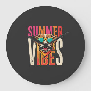Sommer Stimmung Hund Sonnenbrille Große Wanduhr
