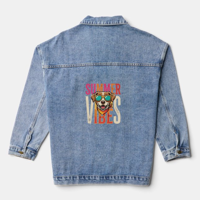 Sommer Stimmung Hund Sonnenbrille Jeansjacke (Rückseite)