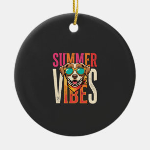 Sommer Stimmung Hund Sonnenbrille Keramik Ornament