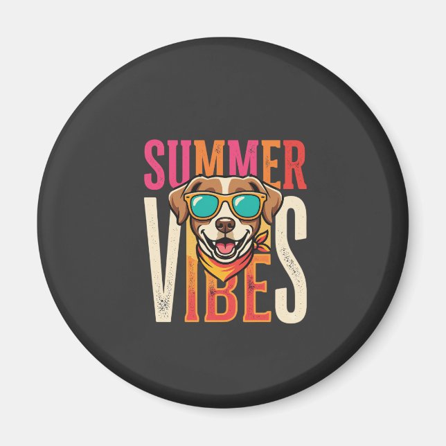 Sommer Stimmung Hund Sonnenbrille Magnet (Vorne)