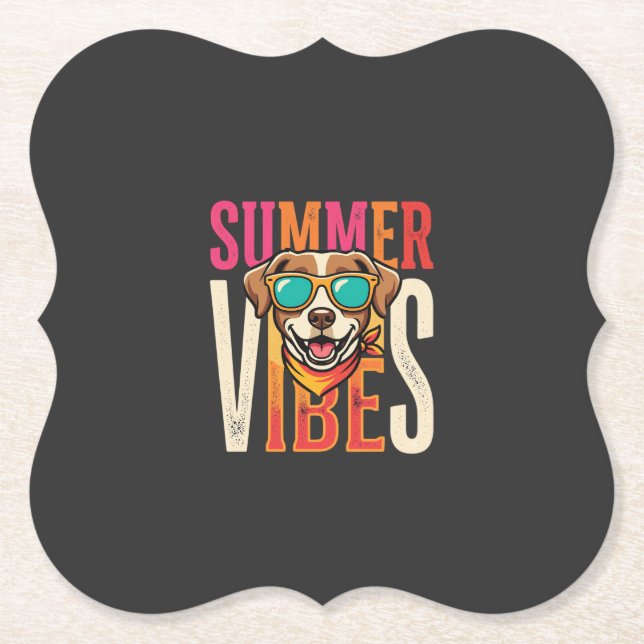 Sommer Stimmung Hund Sonnenbrille Untersetzer (Vorderseite)