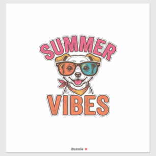 Sommer Stimmung Hund Sonnenbrille Vintage Shirt De Aufkleber